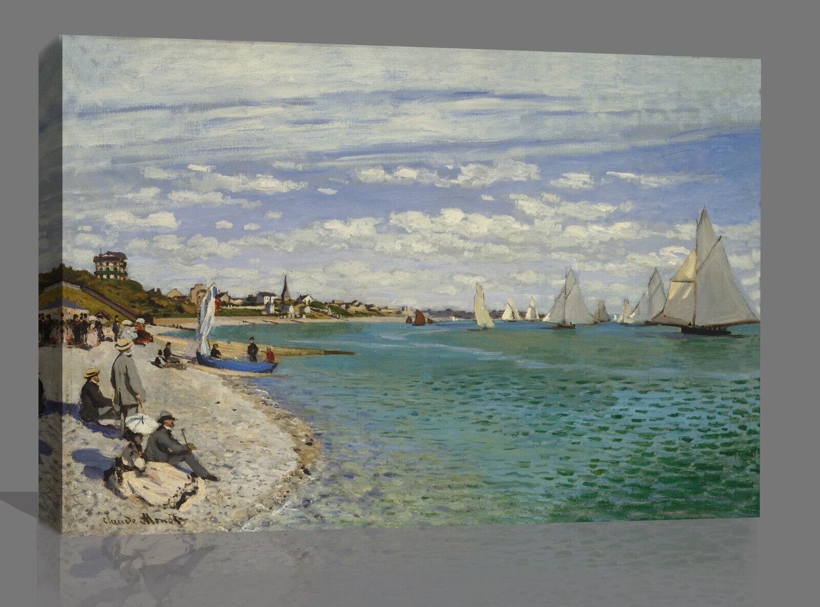 Claude Monet Regatta at Sainte-Adresse Painting Canvas Wall Art Picture Print