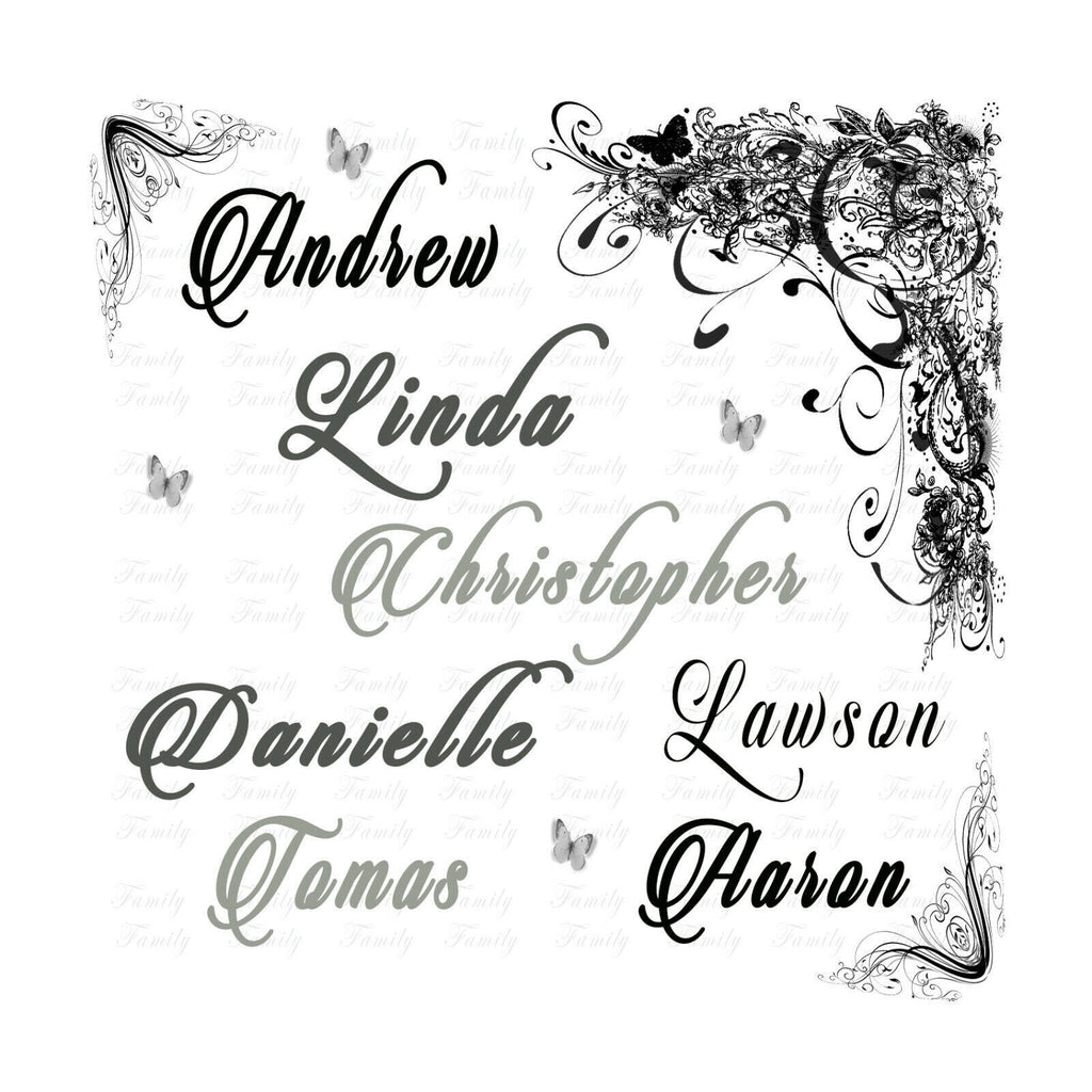 Your Family Names - Black, Grey & White Canvas Wall Art Picture Print- ALL SIZES