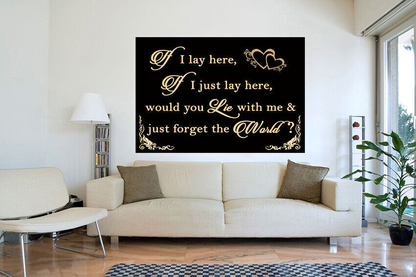 If I Lay Here - Snow Patrol QUOTE Canvas Wall Art Picture Print Black & Cream