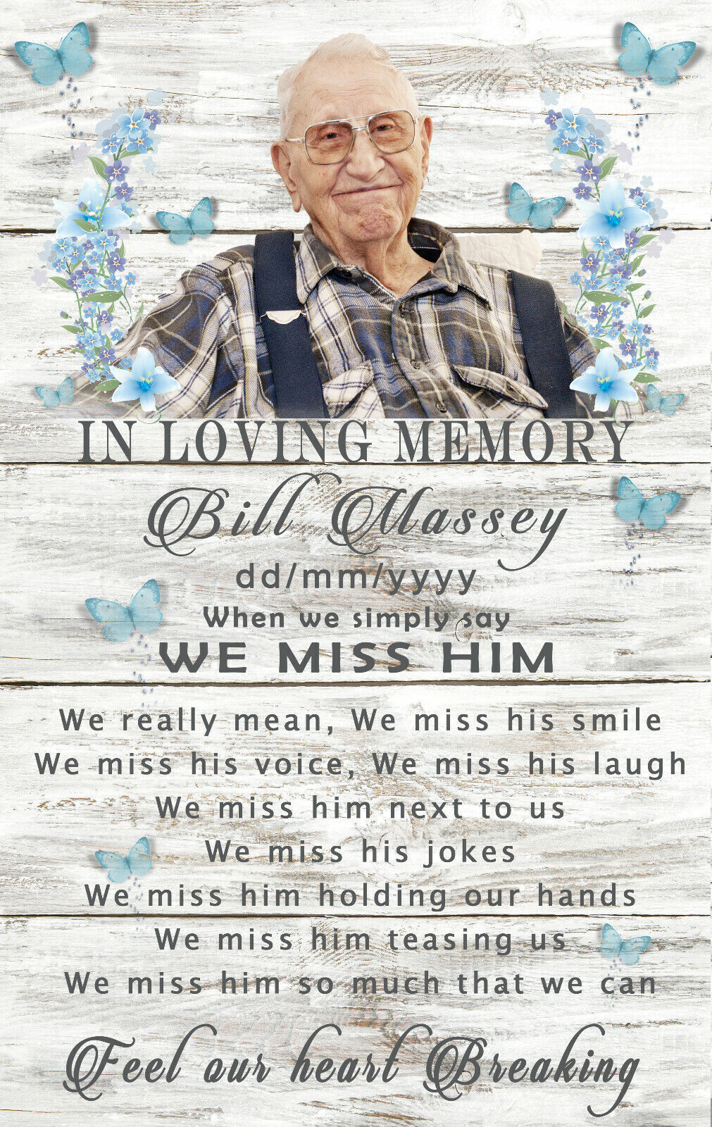 Personalised Memorial We Miss Him Poem CANVAS WALL ART Picture Print  All sizes