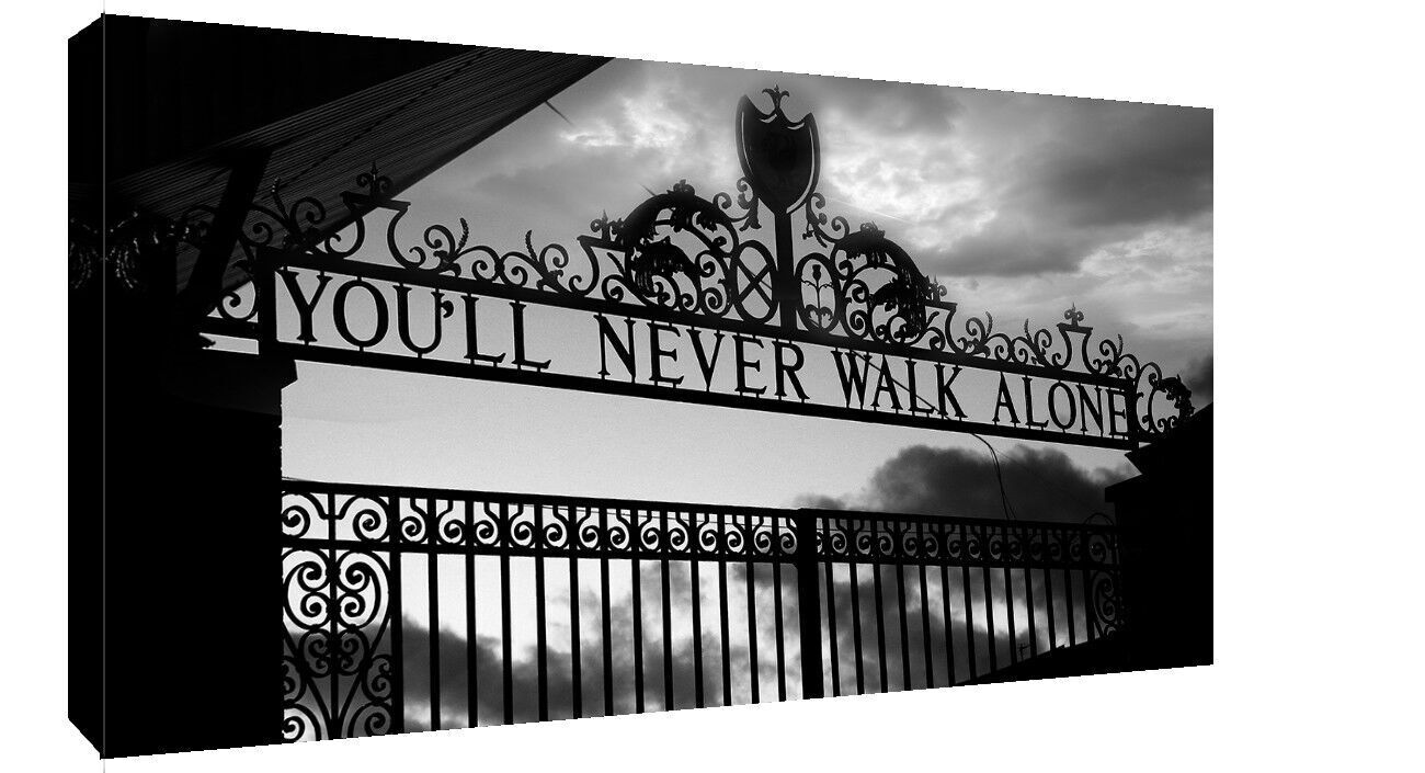 Liverpool You'll Never Walk Alone CANVAS WALL ART Picture Print Black and White