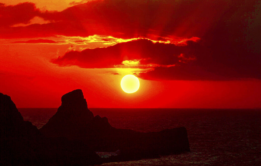 Beautiful Landscape Sunset at Worms Head Canvas Wall Art Picture Print Picture