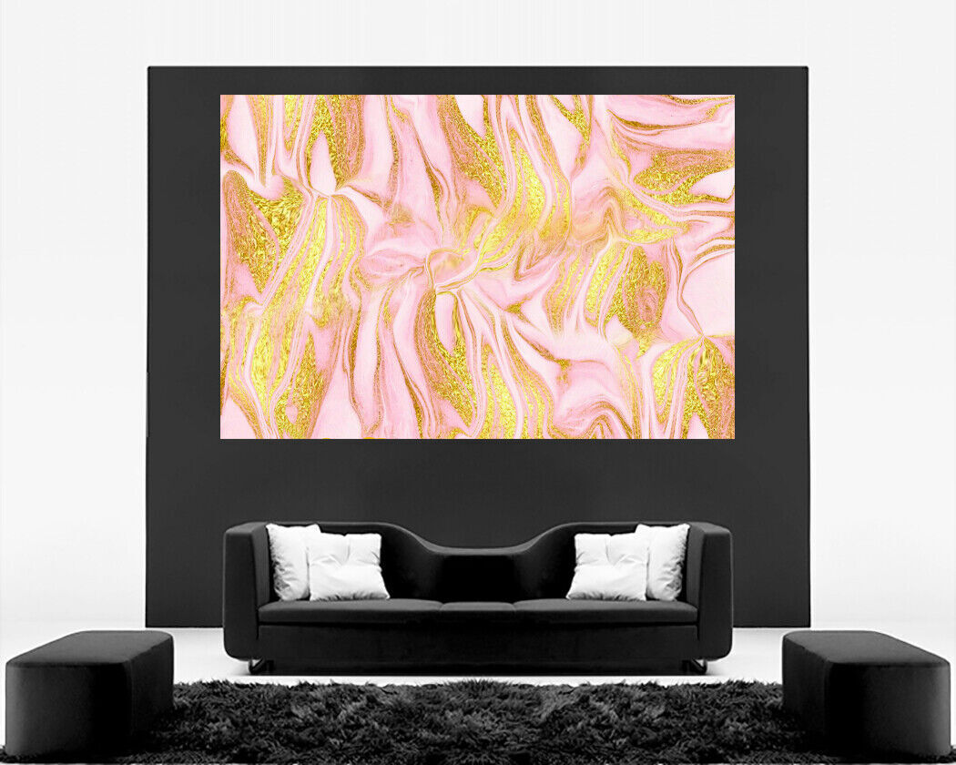 Modern Gold and Pink Spiral Swirl Abstract Canvas Wall Art Print