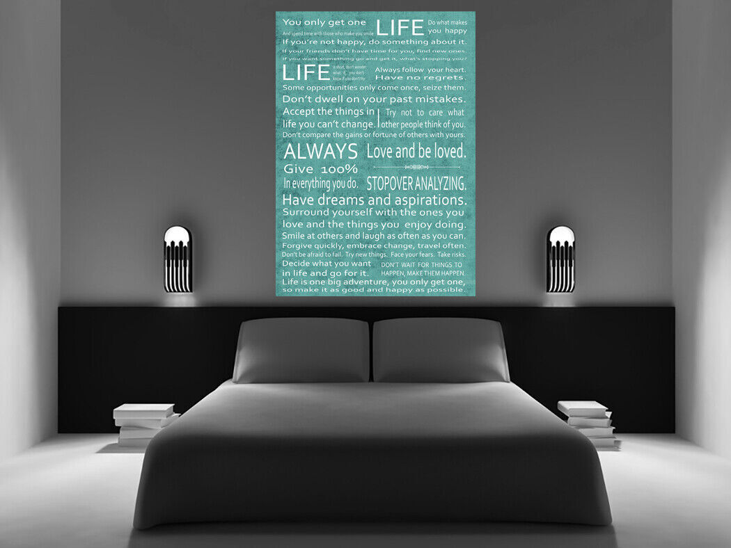 Life Manifesto Quote Canvas Wall Art Picture Print Artwork Duck Egg Blue