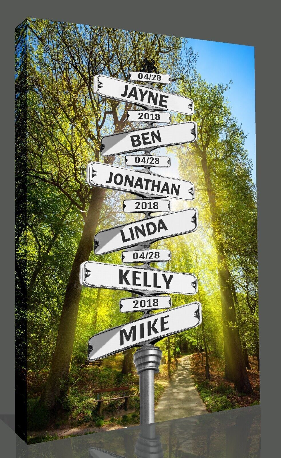 Sunny Personalized Personal up to 6 Names on Street Sign Canvas Wall Art Print