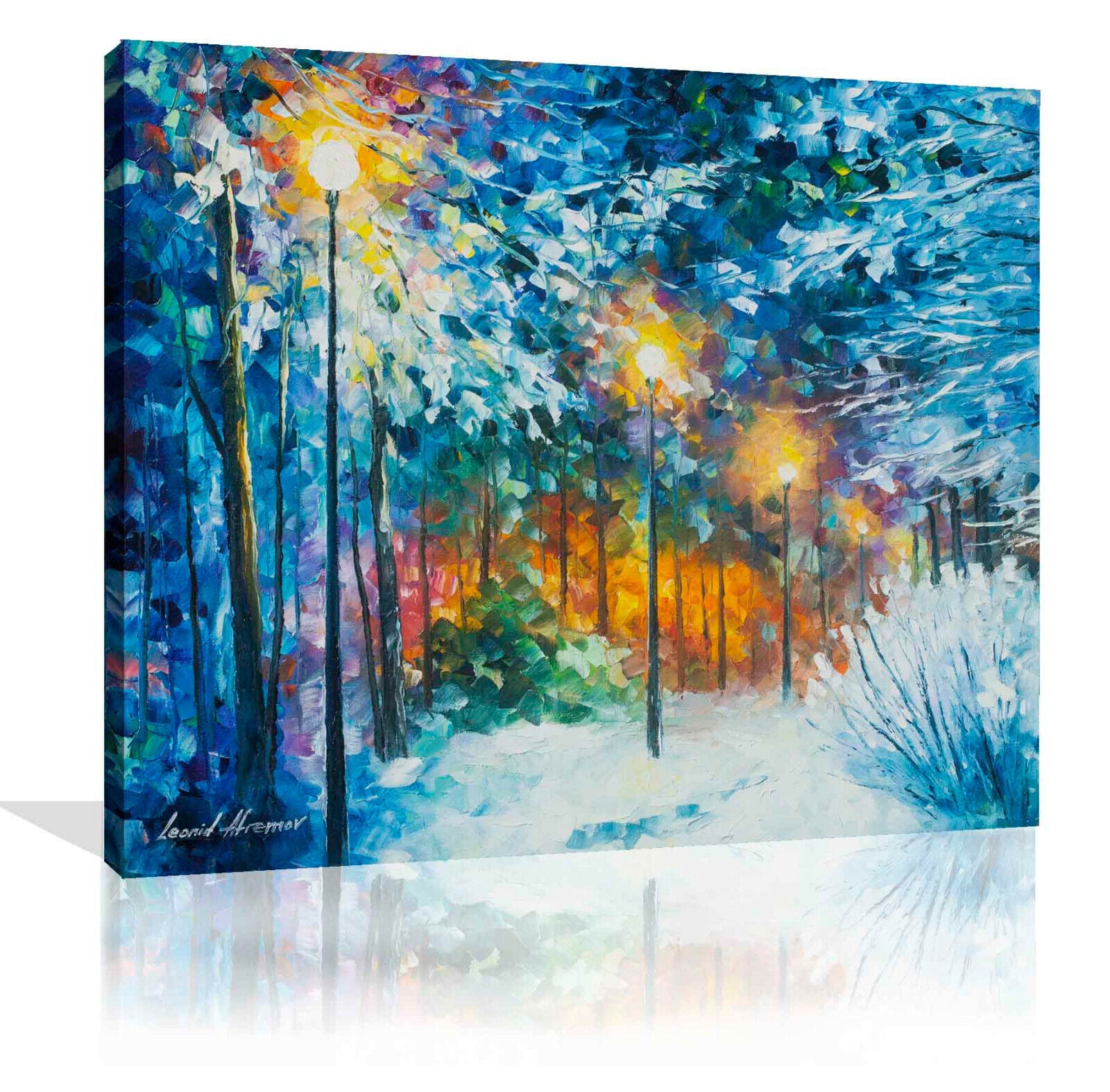 Leonid Afremov Midnight Snow OIL PAINTING Canvas Wall Art Picture Print