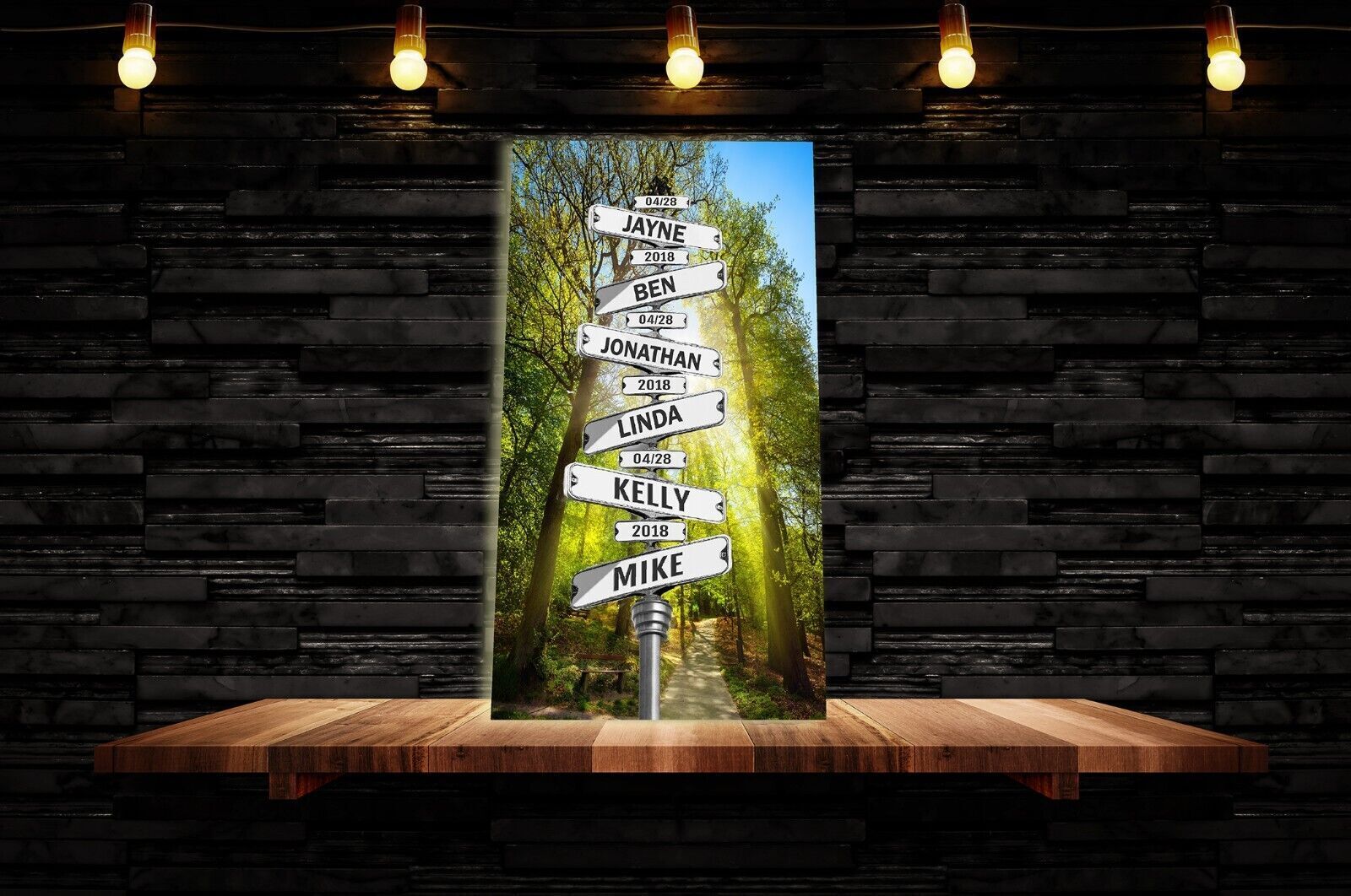 Sunny Personalised Personal up to 6 Names on Street Sign Canvas Wall Art Print