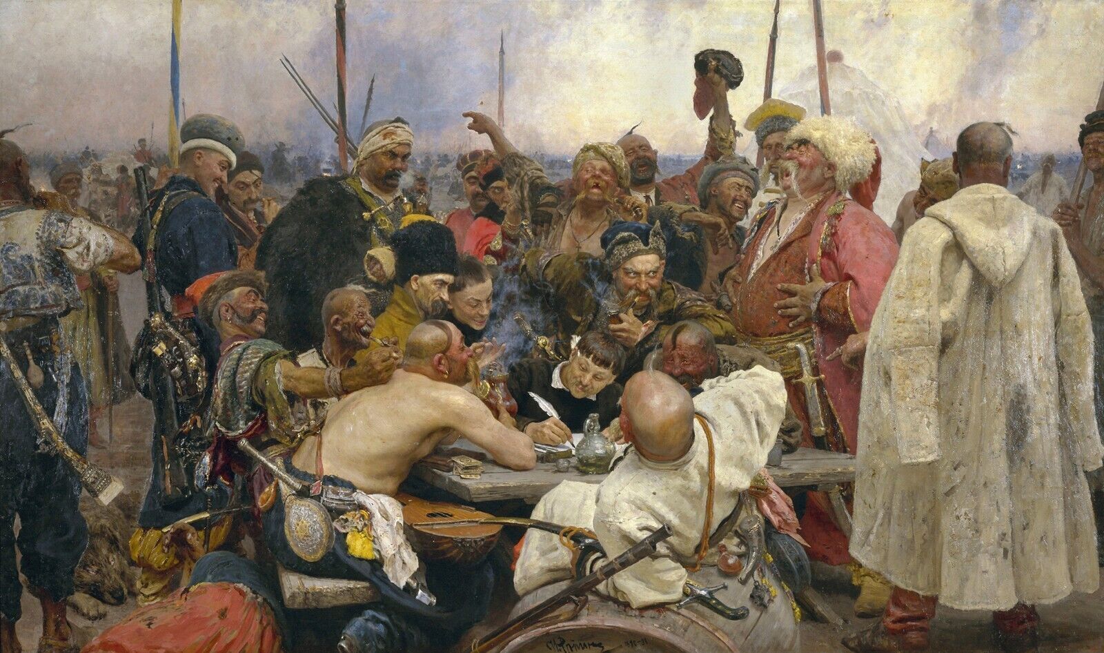 ILYA REPIN, REPLY OF THE ZAPOROZHIAN COSSACKS Canvas Wall Art Picture Print