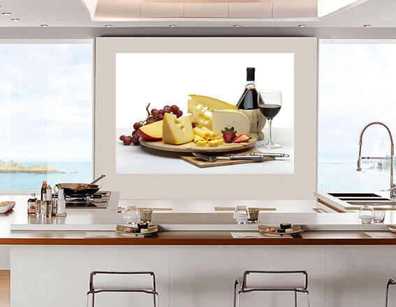 Cheese, Wine & Grapes Cotton Canvas Kitchen Wall Art Picture -A1, A2, A0 sizes