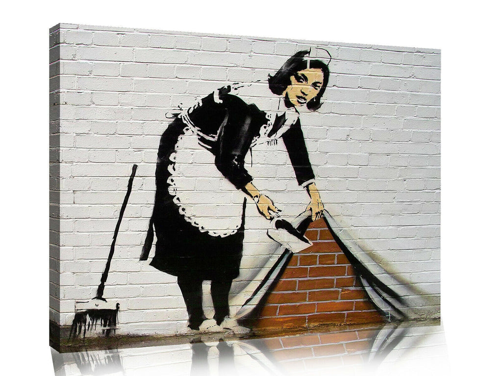 Banksy Sweep It Under The Carpet Maid  CANVAS WALL ART Picture Print - All sizes