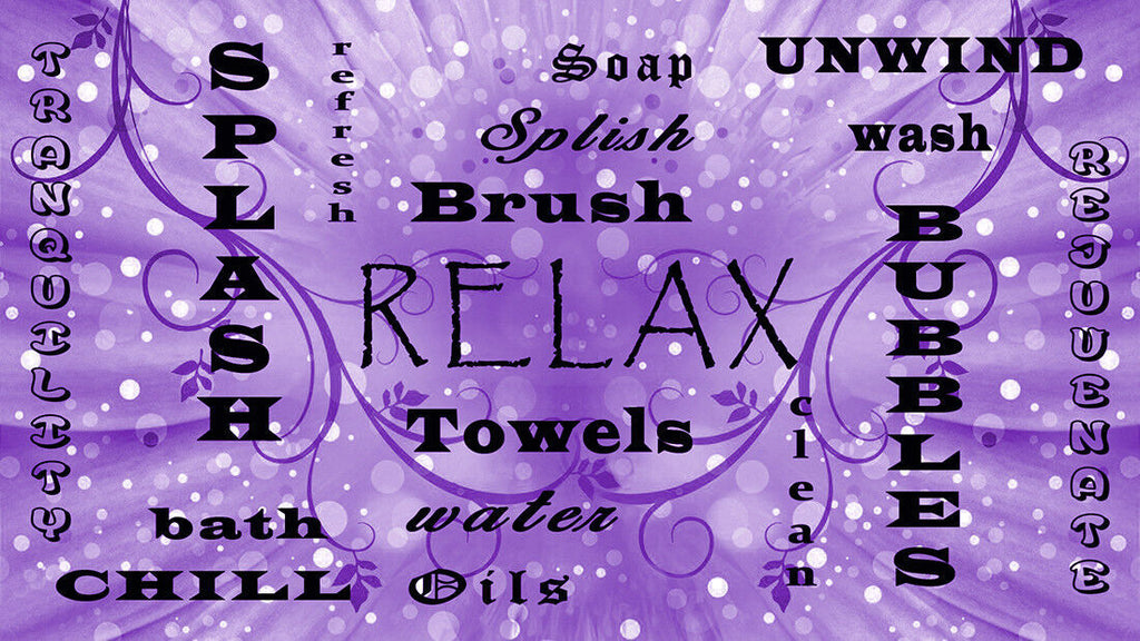 Bathroom Words Purple Quote on CANVAS WALL ART Picture Print