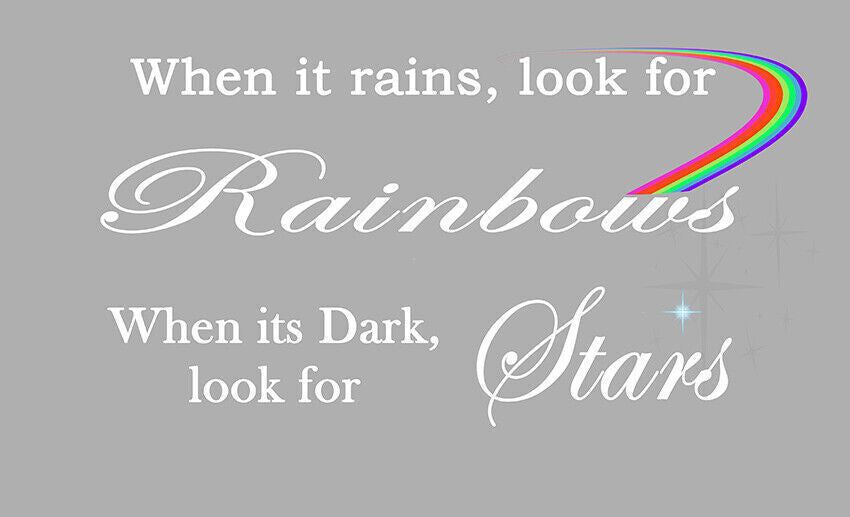 Grey WHEN IT RAINS LOOK FOR RAINBOW QUOTE Canvas Wall Art Picture Print