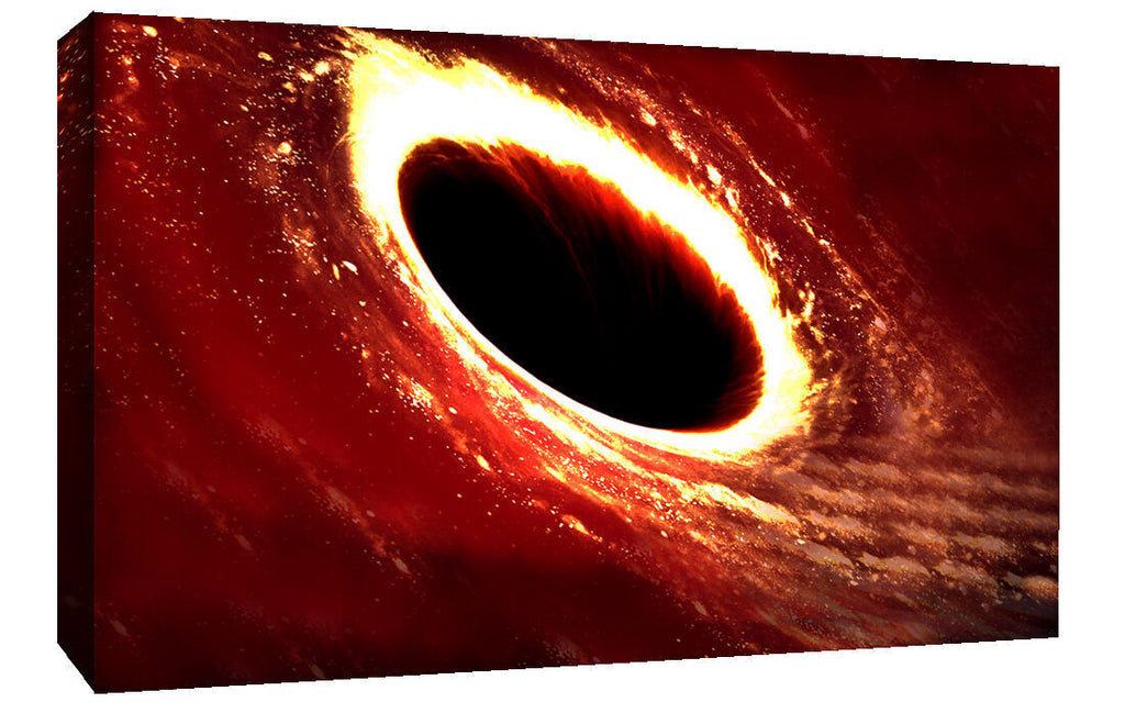 Red Tones Black Hole Abstract CANVAS WALL ART Picture Print, A1, A2 all sizes