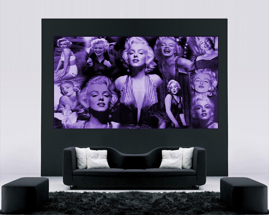LARGE PURPLE MARILYN MONROE COTTON CANVAS PICTURE COLLAGE WALL ART - ALL SIZES