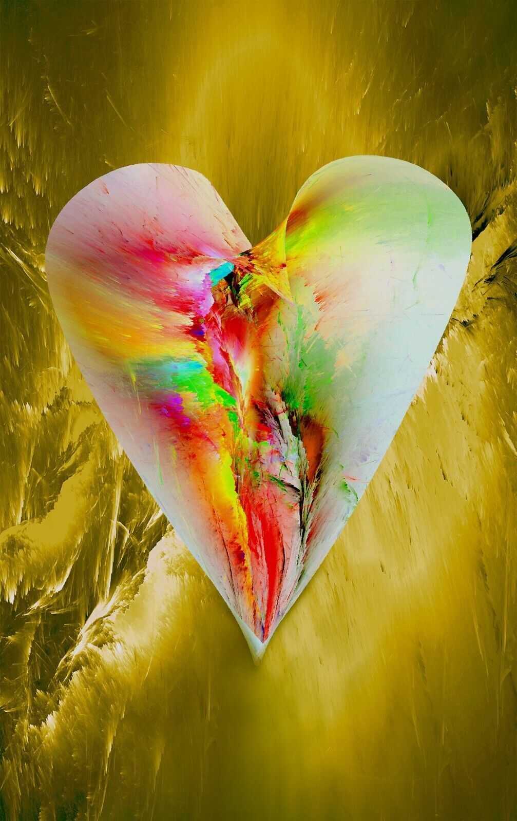 Abstract Yellow Heart CANVAS WALL ART Picture Print