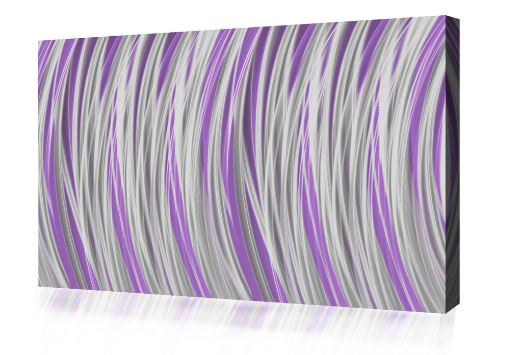 Grey Lilac Stripes Modern Abstract Canvas Wall Art Picture Print