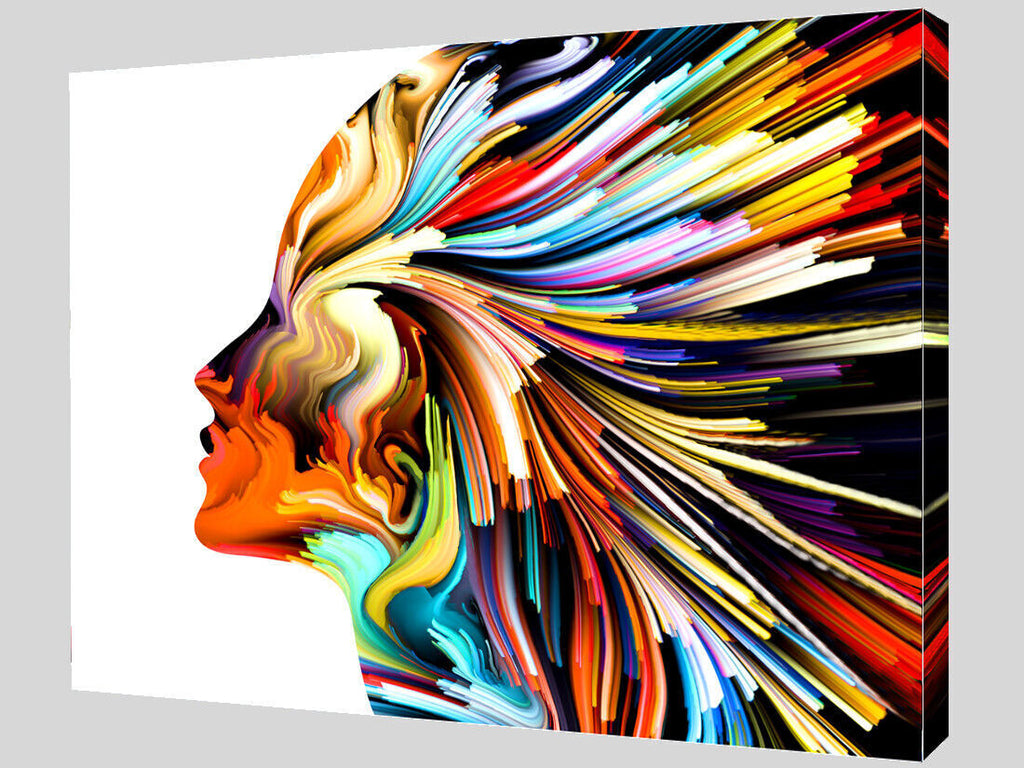 Modern Abstract Rainbow Face Canvas Wall Art Picture Print A4 A1 A2 A3