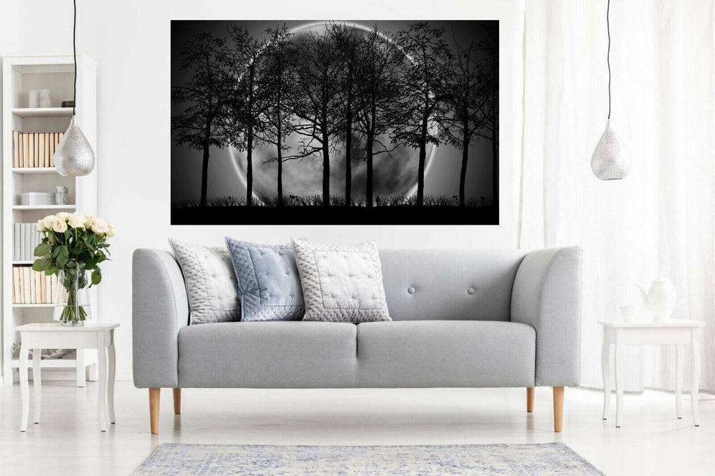 Black Grey Modern Landscape Cotton Canvas Wall Art Picture Print - All sizes