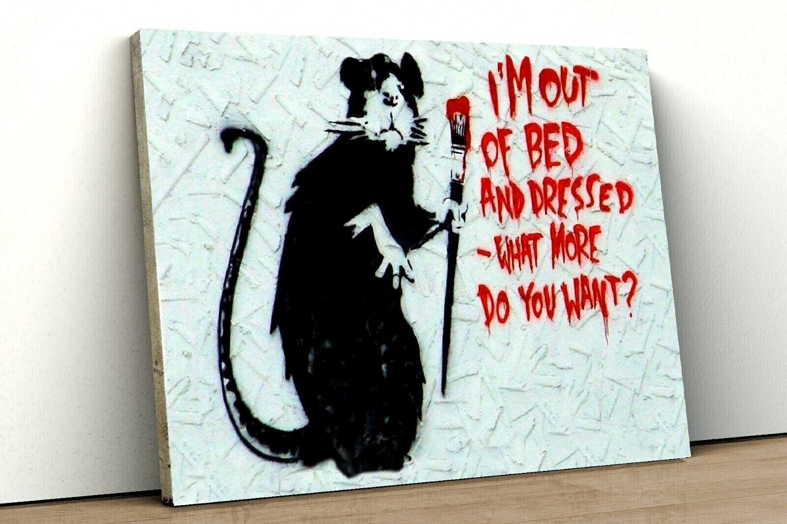 CANVAS WALL ART PRINT  BANKSY IM OUT OF BED  GRAFFITI
