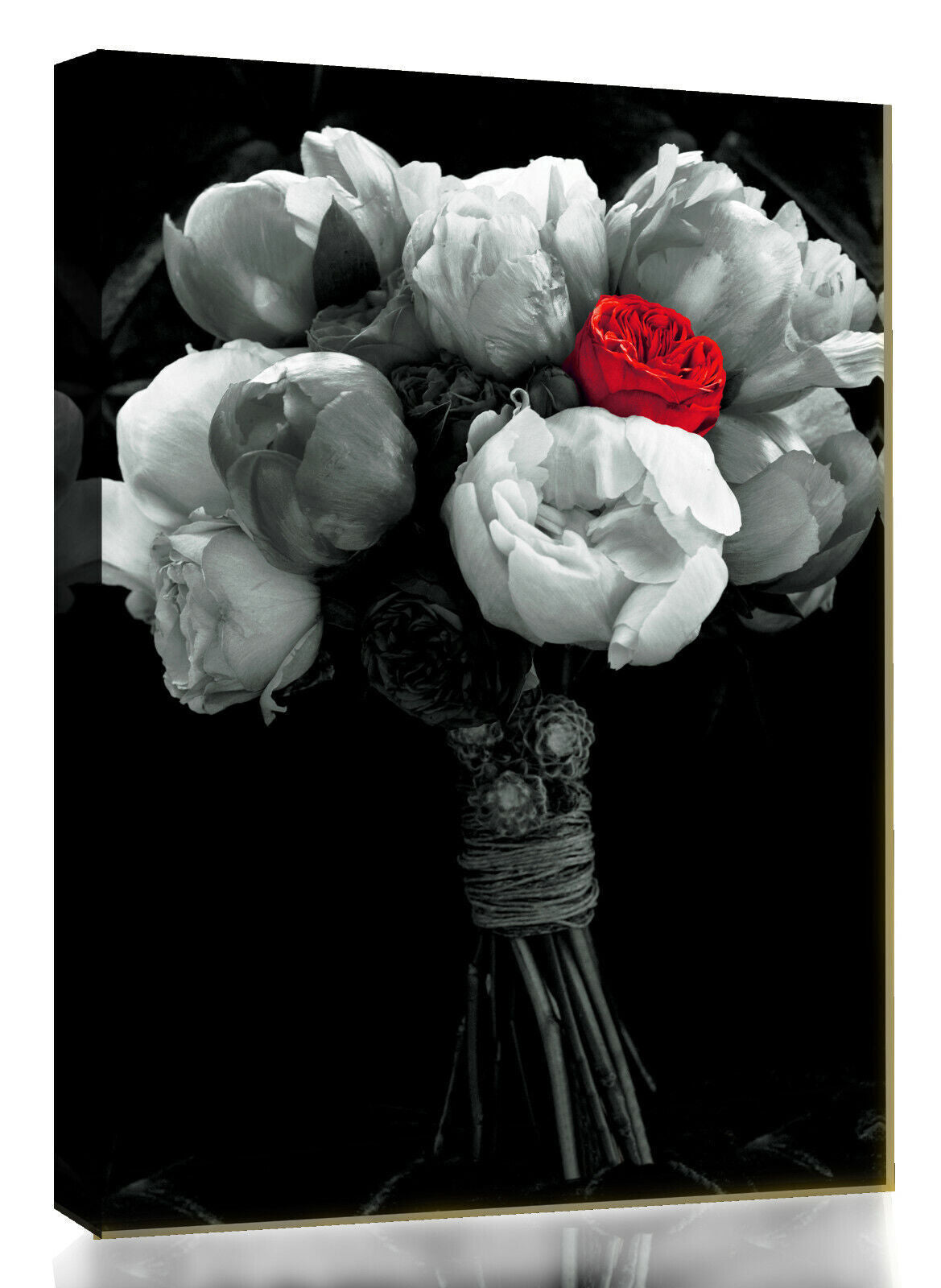 Abstract flowers with one red flower Canvas Wall Art Picture Print- ALL SIZES