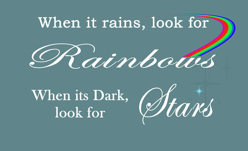 WHEN IT RAINS LOOK FOR RAINBOWS QUOTE DUCK EGG BLUE -  Canvas Wall Art Print