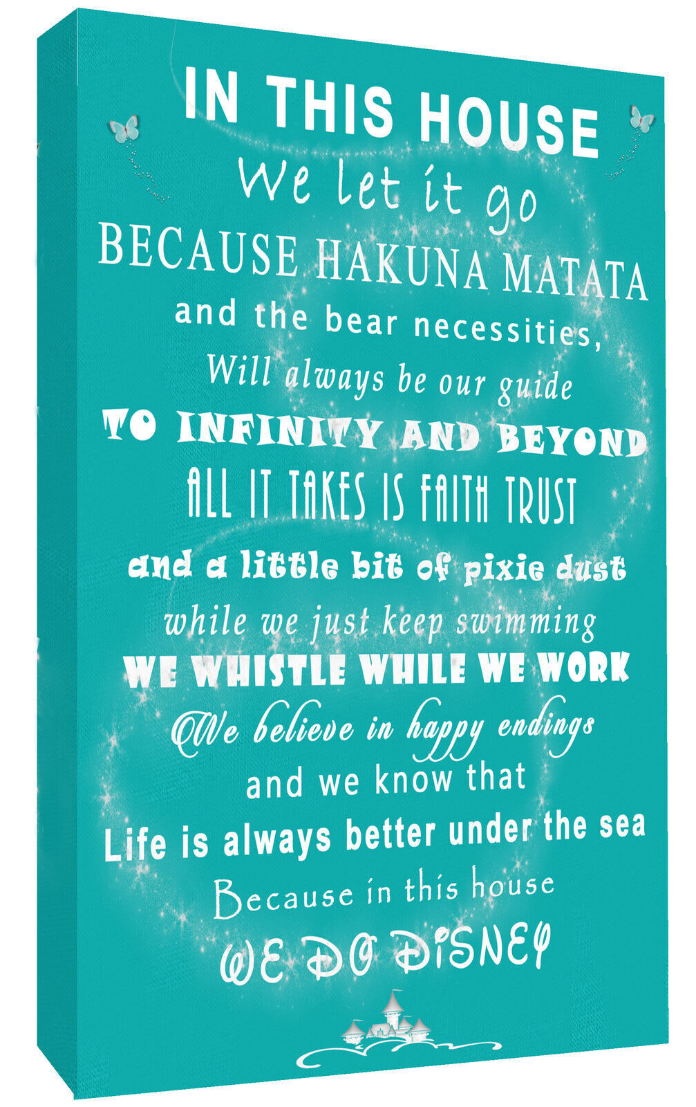 We Do Disney In This House Quote on CANVAS WALL ART Picture Print - Teal