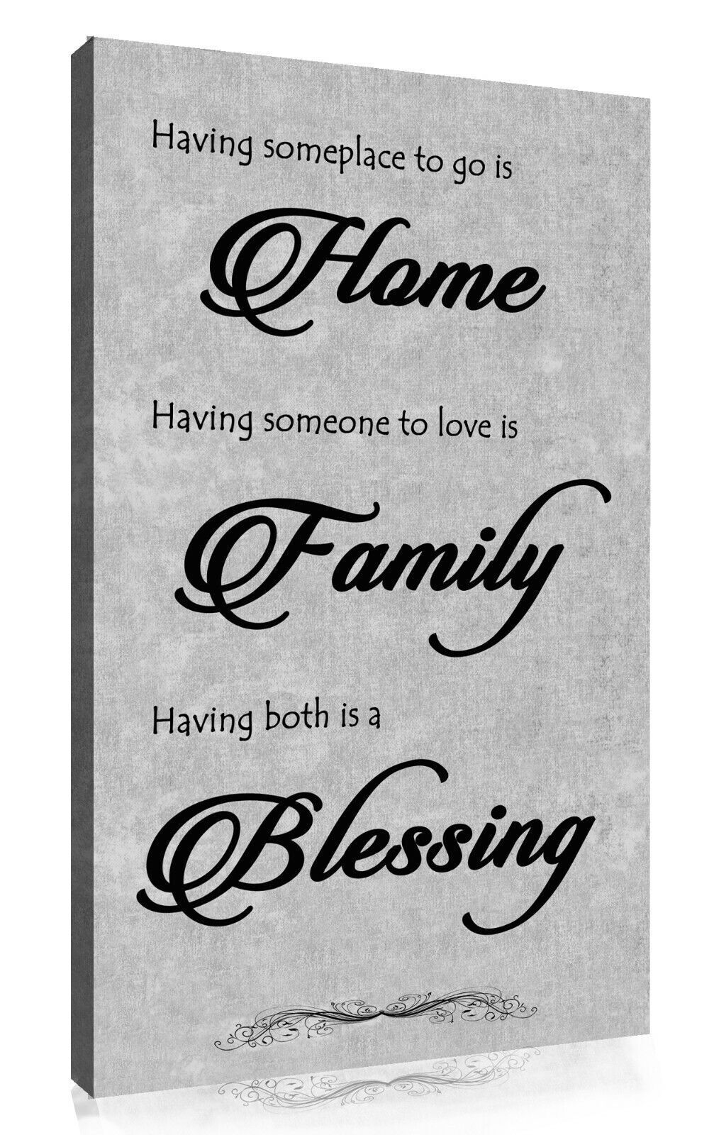 Home Family Blessing Quote on Grey CANVAS WALL ART PRINT PICTURE ARTWORK