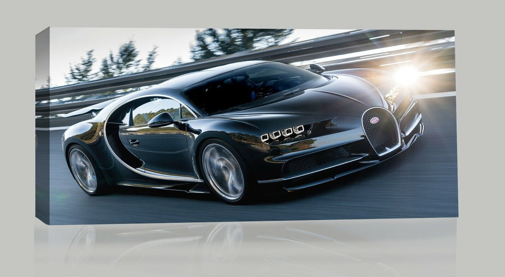Black Bugatti Chiron Super Car Canvas Wall Art Picture Print