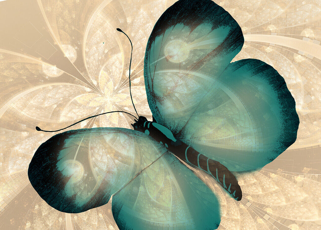 Abstract Canvas Print Butterfly Duck Egg Blue Cream Wall Art Print Various Sizes