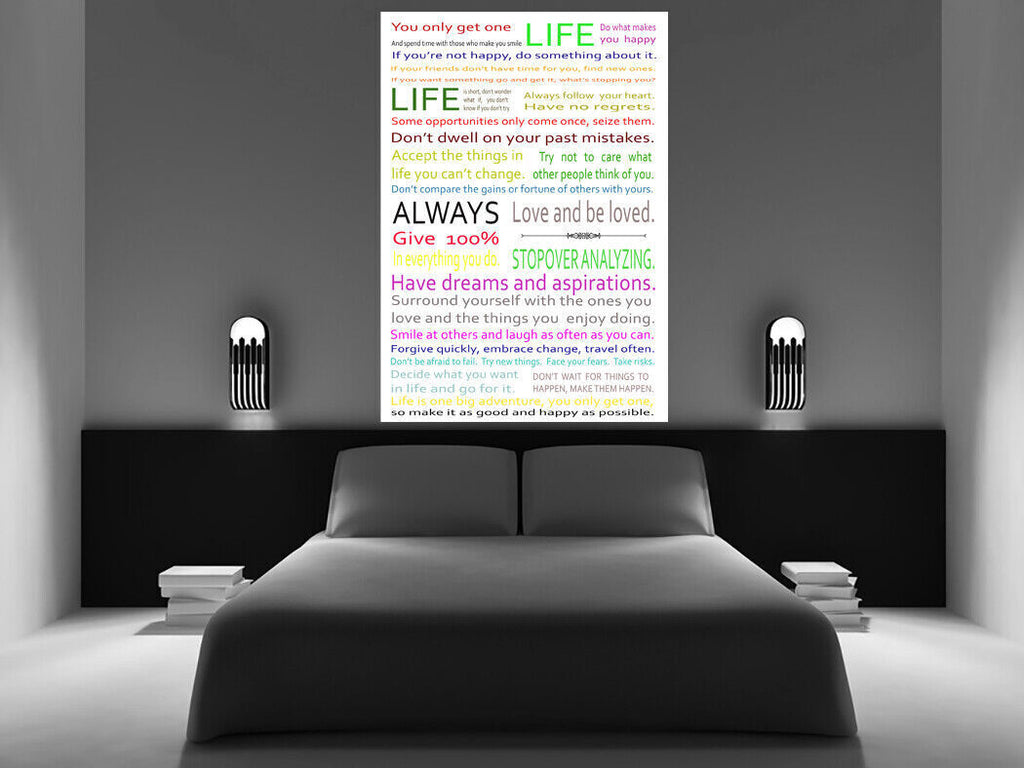 Life Manifesto Quote Canvas Wall Art Picture Print Artwork - multi colour text
