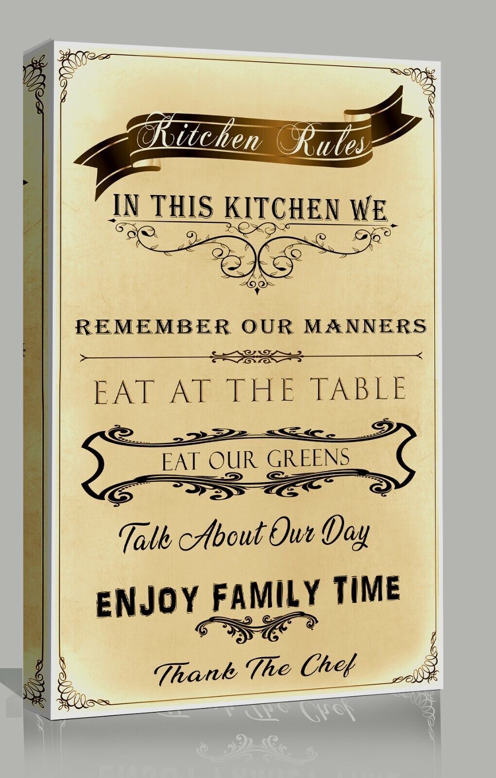 Cream Kitchen Rules Canvas Wall Art Picture Print Artwork