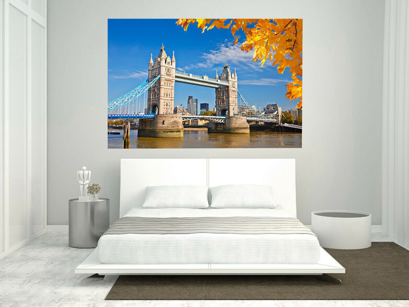 Tower Bridge London in Autumn CANVAS WALL ART Picture Print A4 A1 A2