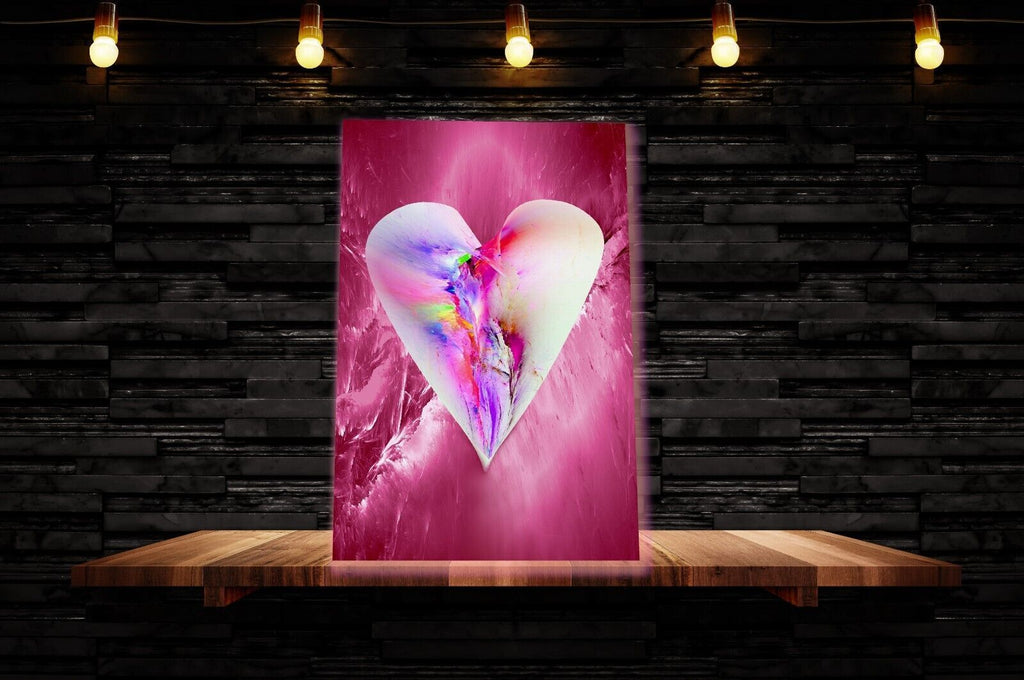 Abstract Pink Heart CANVAS WALL ART Picture Print