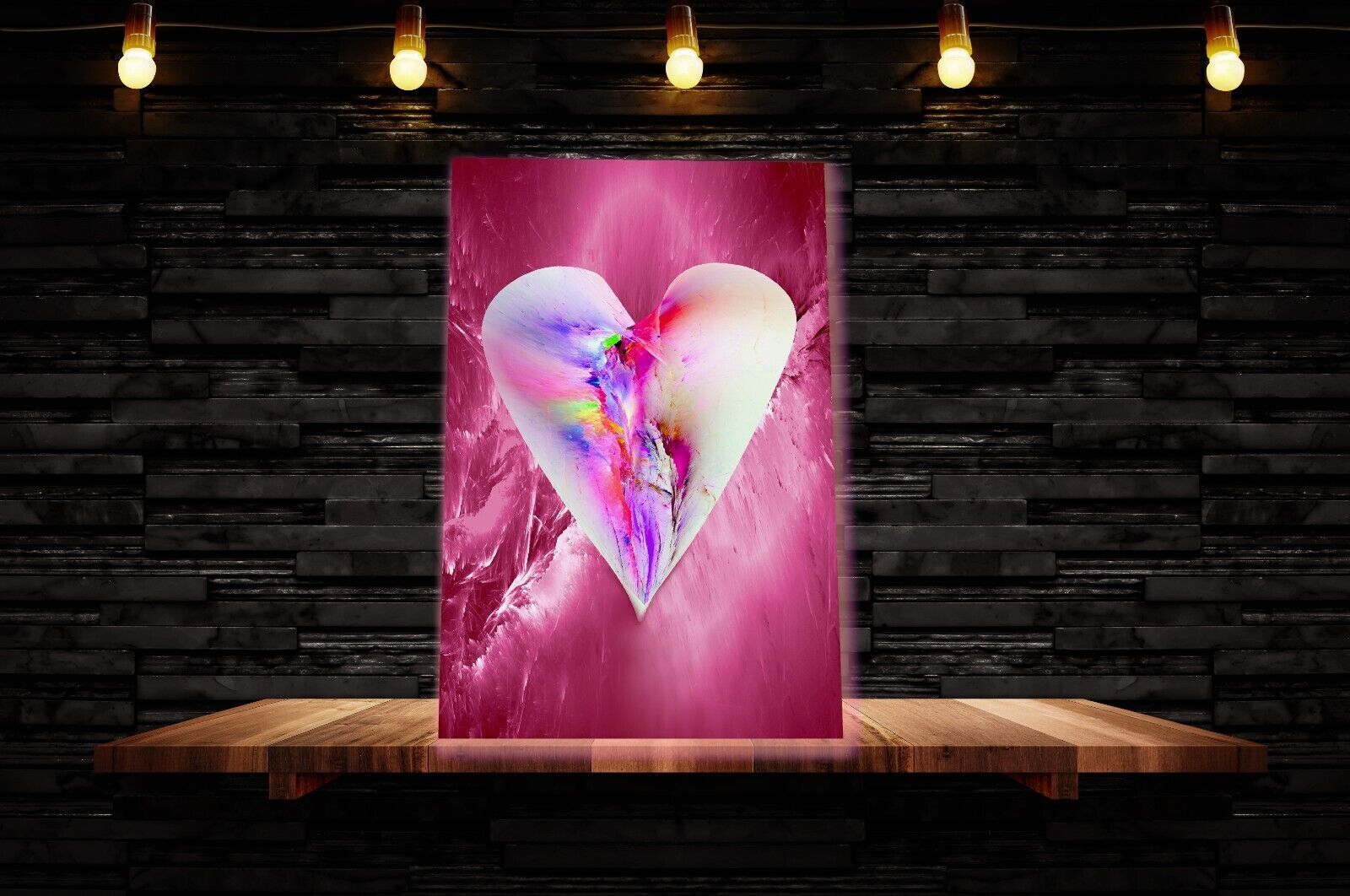 Abstract Pink Heart CANVAS WALL ART Picture Print