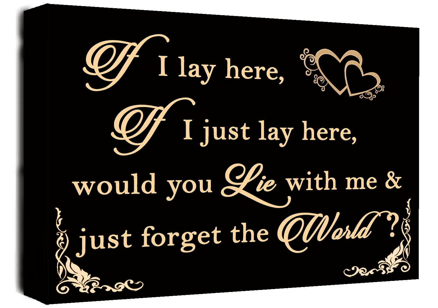 If I Lay Here - Snow Patrol QUOTE Canvas Wall Art Picture Print Black & Cream