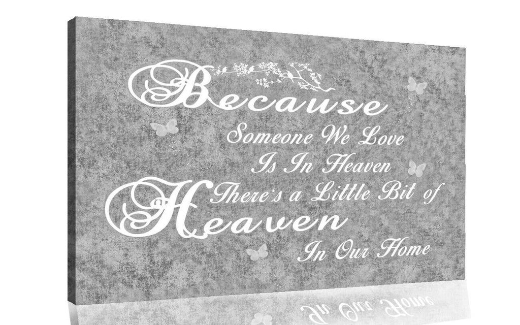 HEAVEN QUOTE - Life - Grey & White Canvas Wall Art Picture Print- ALL SIZES