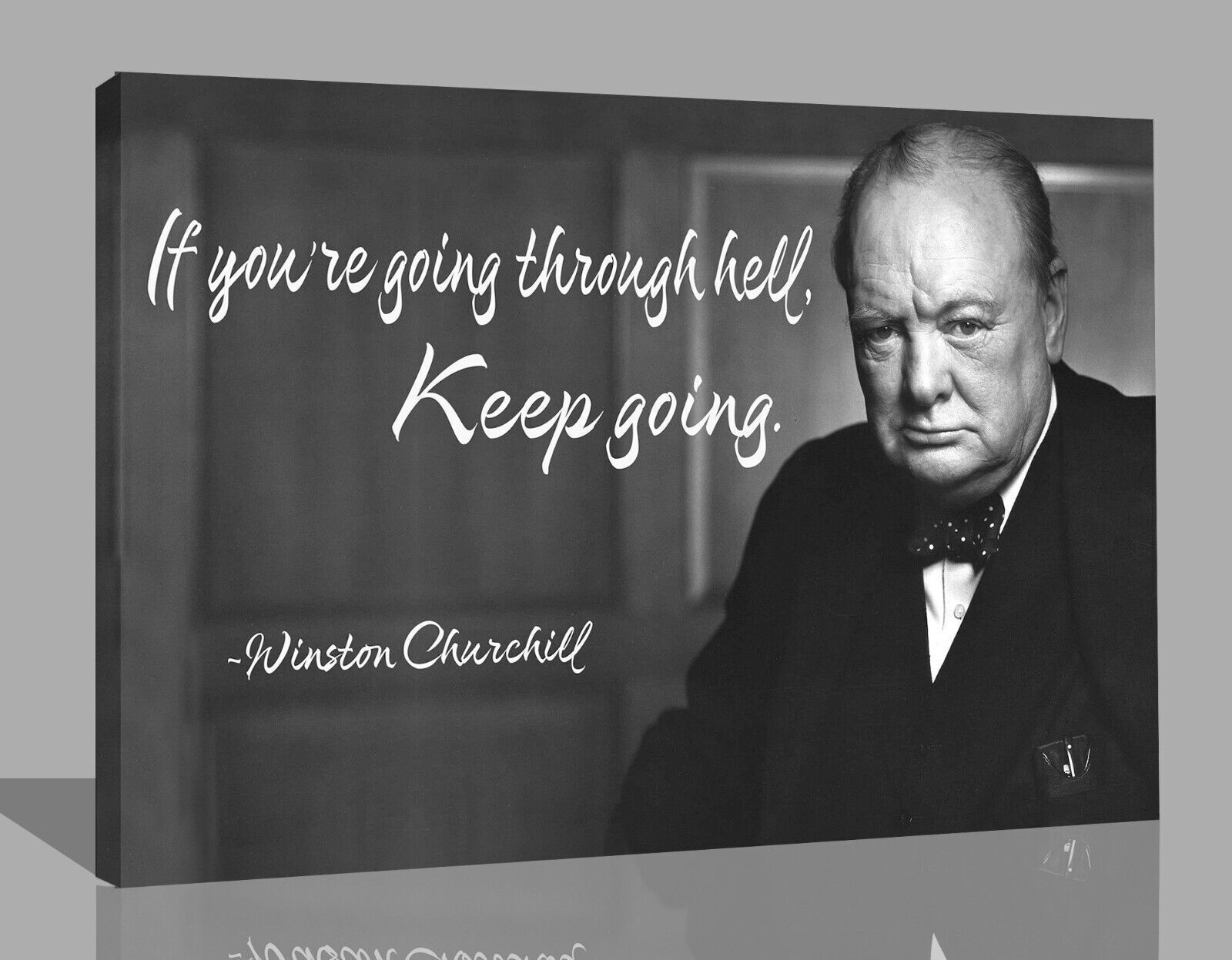Winston Churchill Quote Canvas Wall Art Picture Print - Black and white