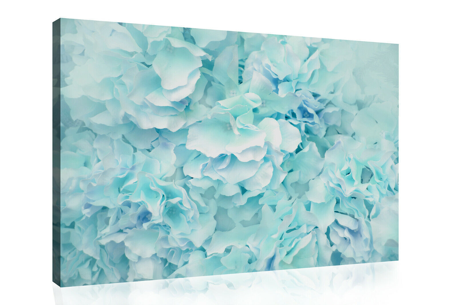 Pastel Duck Egg Blue Flowers Floral Canvas Wall Art Print Picture