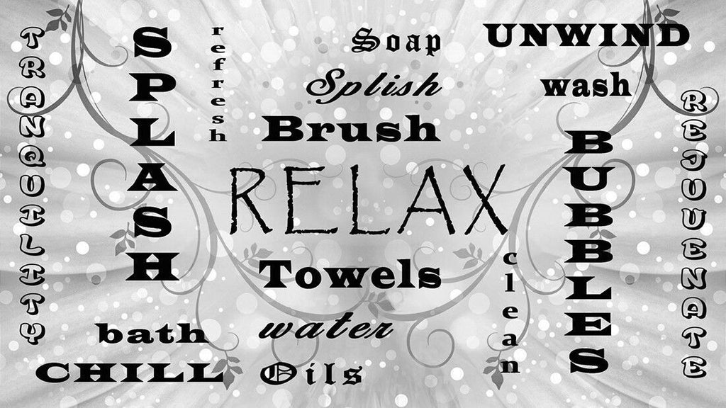 Bathroom Words Black & White Quote on Premium CANVAS WALL ART Picture Print