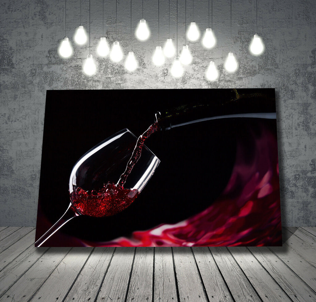 Red Wine Pouring into Glass Canvas Wall Art Picture Print