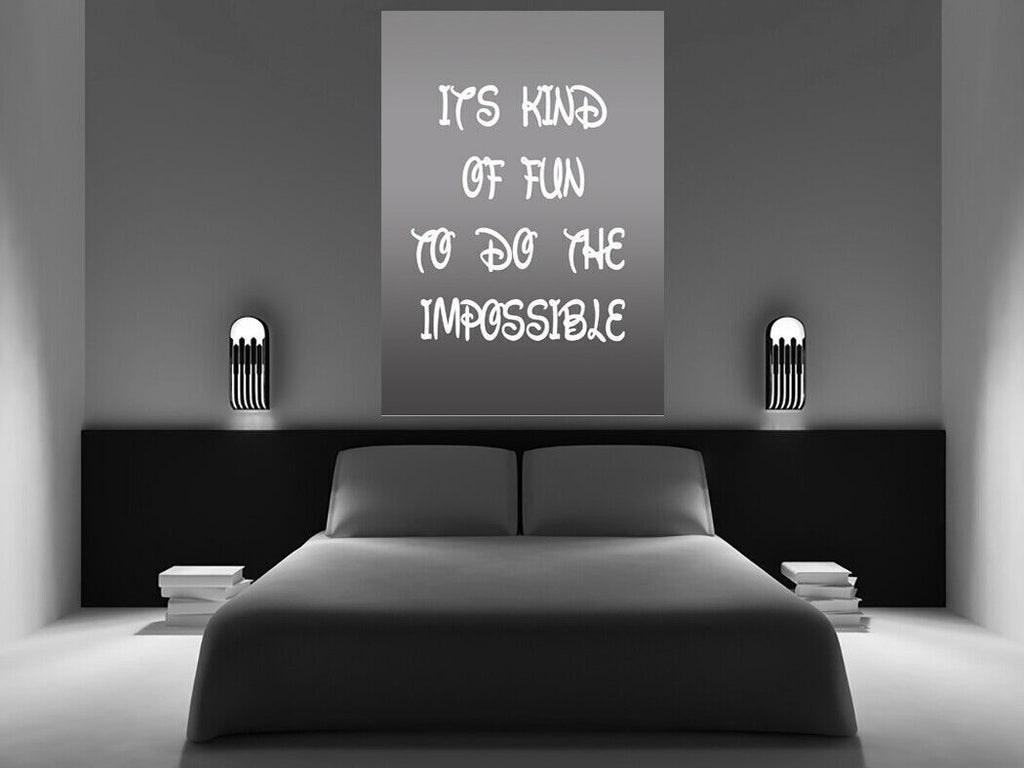 GREY IT'S KIND OF FUN DISNEY Inspirational Canvas Quote Wall Art Print