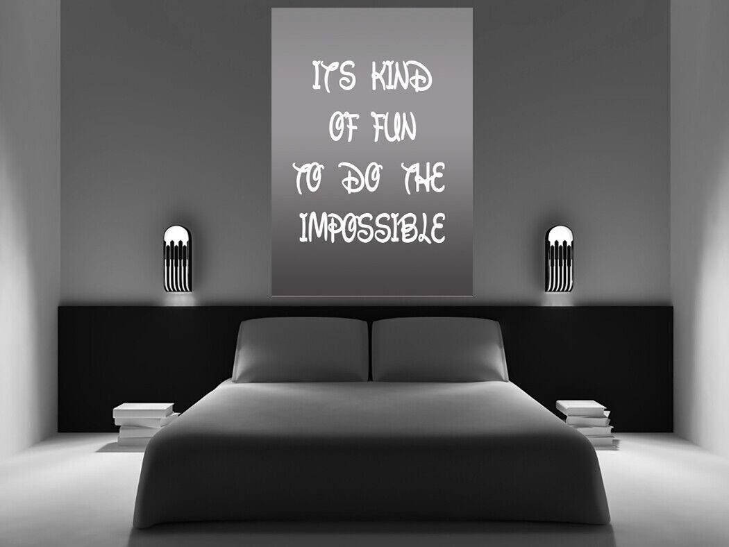 GREY IT'S KIND OF FUN DISNEY Inspirational Canvas Quote Wall Art Print