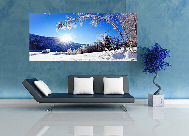 Snow Winter Wonderland Cotton Canvas Wall Art Picture Print - All Sizes