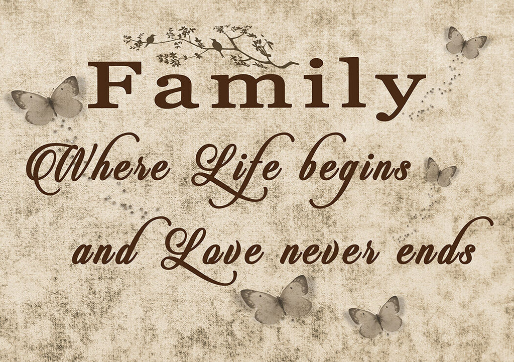 FAMILY QUOTE - Life - Brown Beige Tones Canvas Wall Art Picture Print- ALL SIZES