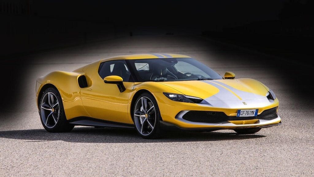 Yellow Ferrari 296 Sports Super car CANVAS WALL ART Picture Print