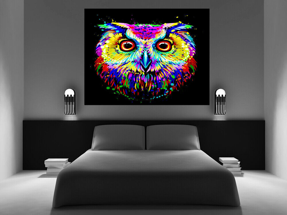 Colourful Owl Abstract Pop Art Canvas Wall Art Picture Print -Free Fast Delivery