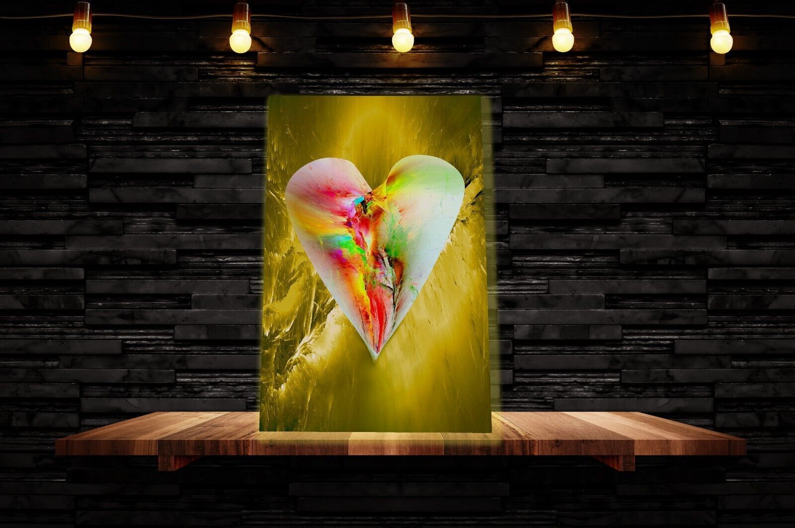 Abstract Yellow Heart CANVAS WALL ART Picture Print