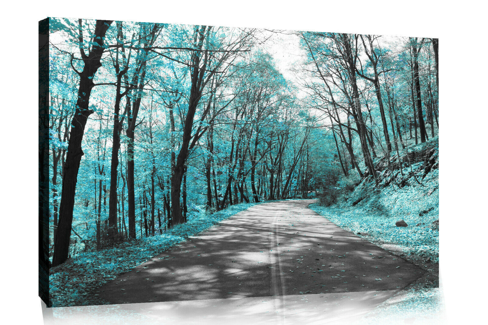 Duck Egg Blue Trees Lined Road Landscape Canvas Wall Art Picture Print ALL SIZES