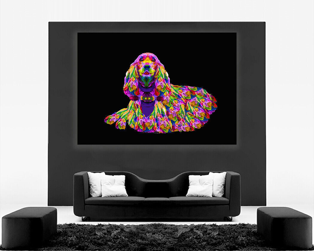 Colourful Spaniel Dog Abstract Pop Art Canvas Wall Art Picture Print