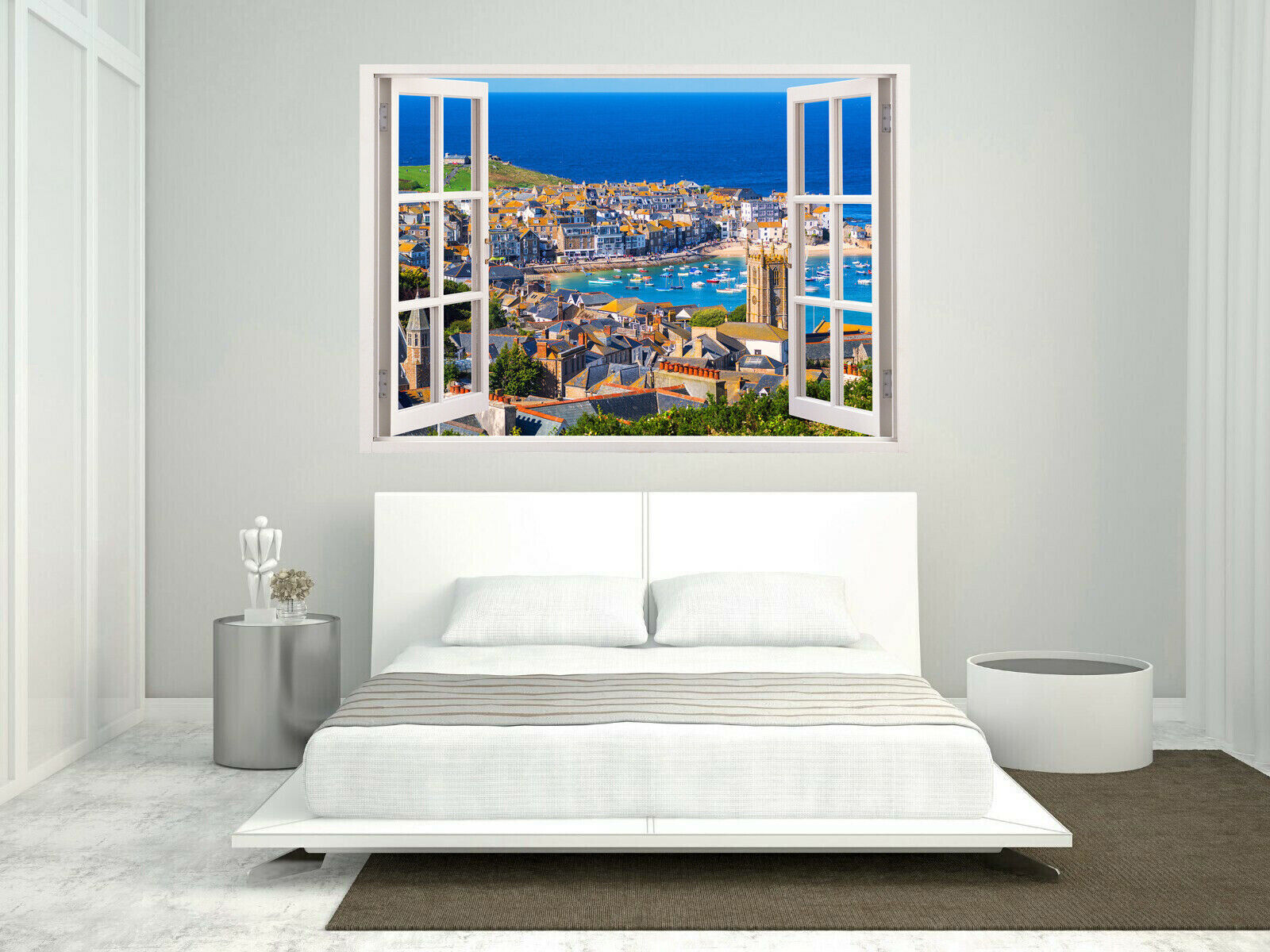 St Ives Cornwall Landscape View 3D Window Canvas Wall Art Picture Print